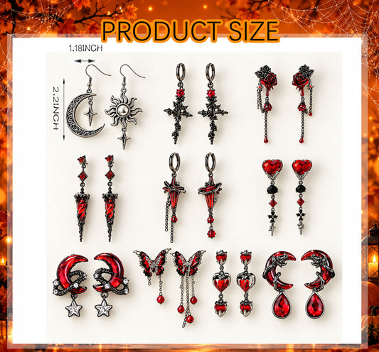 Dark Gothic Halloween Earrings Set