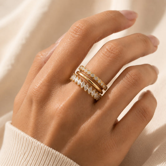 "Curated Brilliance" 3-Piece Zirconia Stacking Ring Set