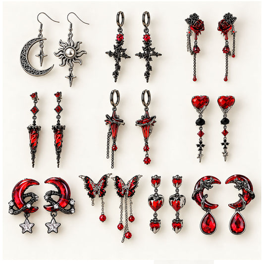 Dark Gothic Halloween Earrings Set