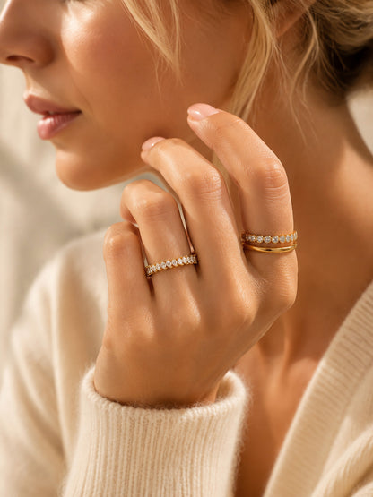 "Curated Brilliance" 3-Piece Zirconia Stacking Ring Set